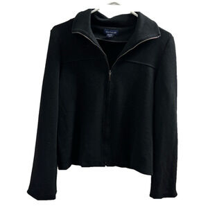Ann Taylor Black Zip-Up Jacket size medium partial wool